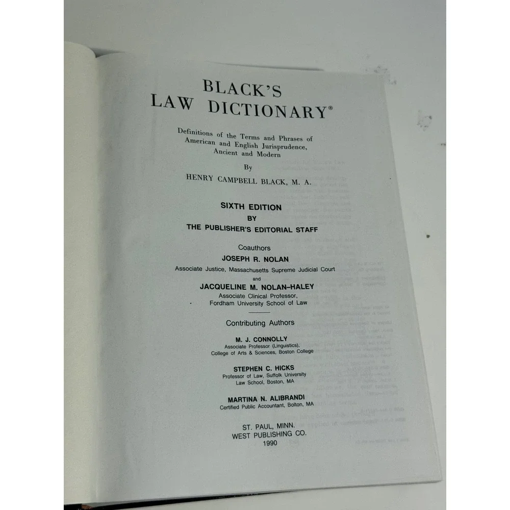 Black's Law Dictionary 6th Edition Centennial 1990 Hardcover With Pronunciations